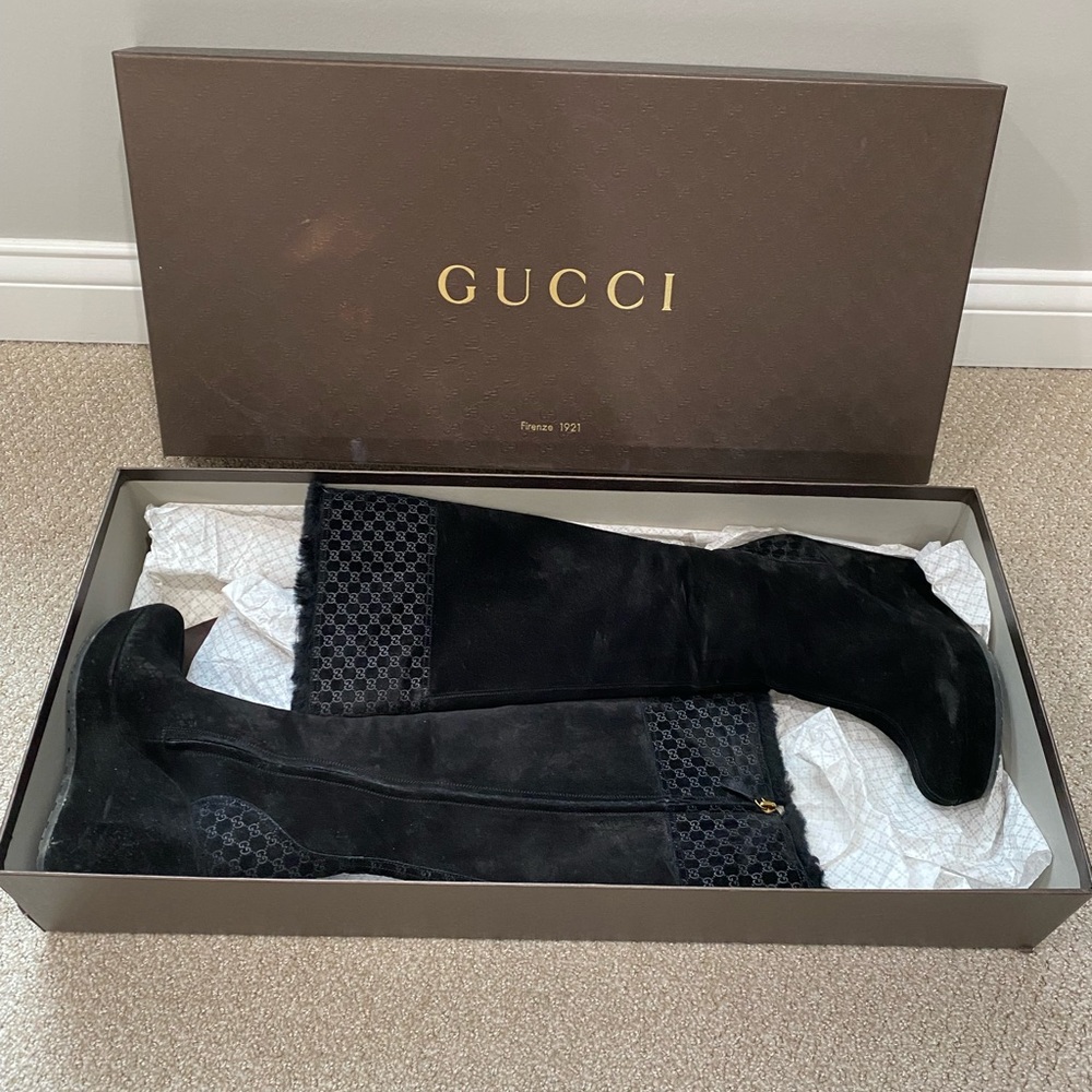 Black Gucci Suede boots size 38